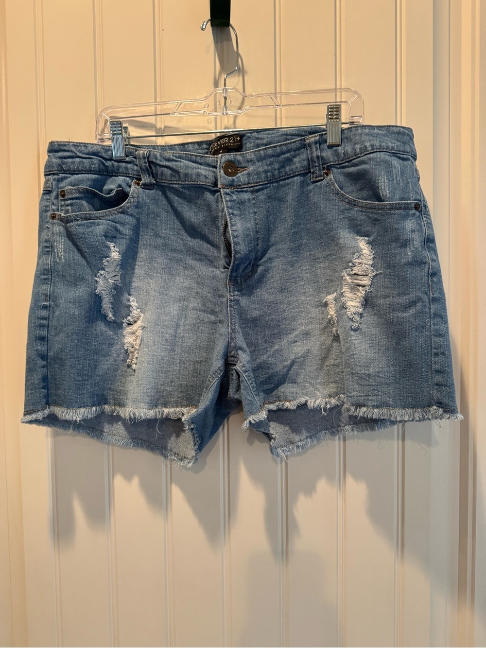 Forever 21 Light Blue Distressed Denim Shorts